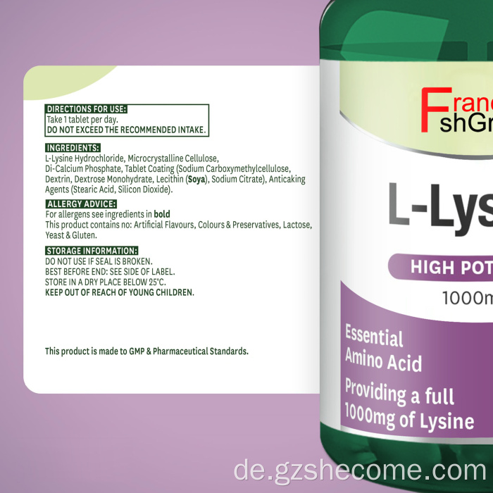 Lysintabletten unterstützen die Vorteile der Immunitätsfunktionen